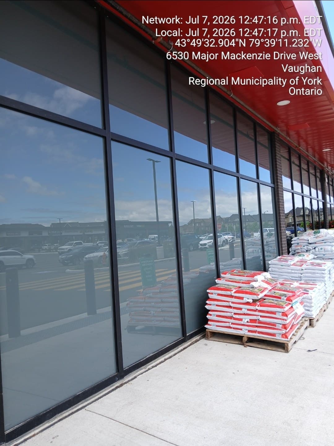 Freshly cleaned retail loading area windows